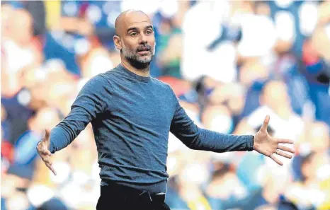  ?? FOTO: ADAM DAVY/DPA ?? Pep Guardiola, Cheftraine­r von Manchester City, steht mit seinem Club im Finale der Champions League.