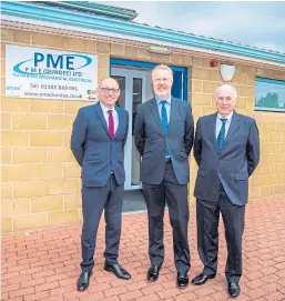  ?? Picture: Steve MacDougall. ?? PME directors, from left: Martin Hay, Grant McConnachi­e and Dave Page outside their new premises.