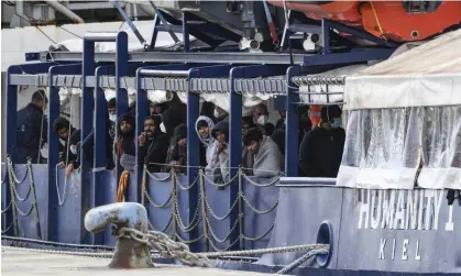  ?? Photograph: Salvatore Cavalli/AP ?? The Humanity 1 rescue ship in the port of Catania, Sicily, on Sunday.