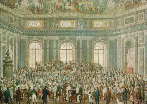  ??  ?? Il concerto del 27 marzo 1808 a Vienna, ricavato dall’acquerello di Balthasar Wigand