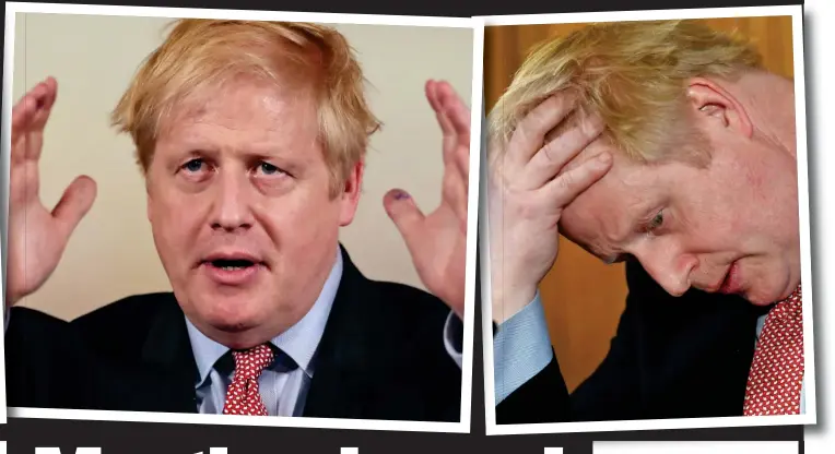  ??  ?? All the spark of an undertaker: A tetchy Boris Johnson lobs sobering thoughts for the nation to digest yesterday