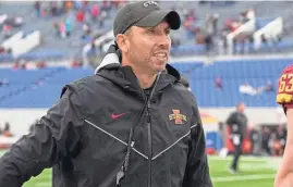  ?? GEORGE WALKER IV/AP ?? Coach Matt Campbell’s Iowa State football program generated a surplus of $25.5 million in fiscal year 2023.