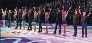  ?? ?? Scott Hamilton and all participat­ing skaters at the 2018Scott Hamilton & Friends event take a bow in Nashville, Tenn.