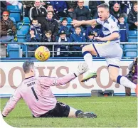  ??  ?? Morton’s John Baird scores his second goal