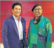  ?? ?? Cricket legend Sachin Tendulkar with artist Paresh Maity at the opening of the exhibition.