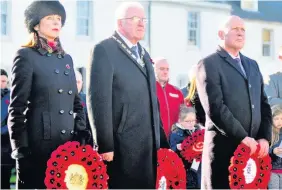  ??  ?? Dignitarie­s Lord Lieutenant Iona McDonald with William Grant, deputy provost of South Ayrshire and Ayr MSP John Scott