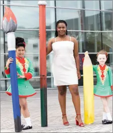  ??  ?? Cork County Culture Night ambassador, Mallow’s Demi Issac Oviawe, with Kirsten Dulay and Liiyanna Duggan from the Keniry Caholl Academy of Irish Dance at tje lauch of Culture Night 2019.