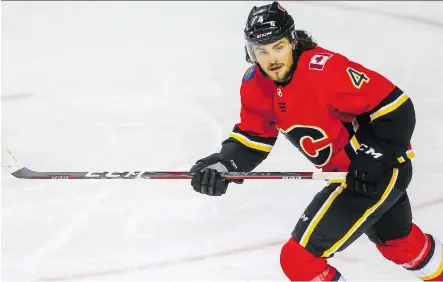  ?? AL CHAREST ?? Flames defenceman Rasmus Andersson will likely get his first NHL game action of the season tonight when Calgary visits the Nashville Predators. Andersson was called up from the AHL to replace Travis Hamonic, who is out with a facial fracture.