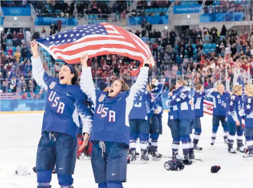  ?? AP FILE ?? The United States is the defending Olympic champion after beating Canada in a nail-biting 3-2 shootout win in South Korea to end Canada’s run of four straight gold medals.