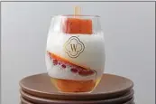  ??  ?? The Peach Ice Pop transforms into a Bellini with the addition of Wente Brut.