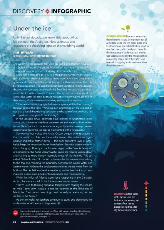  ??  ?? surface water melts the ice from the bottom, a process only set to intensify as sea ice disappears, further altering the ocean processes.