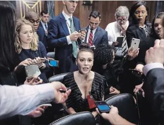  ?? MICHAEL REYNOLDS THE ASSOCIATED PRESS FILE PHOTO ?? On Oct. 15, 2017, actress Alyssa Milano, shown last month in Washington, tweeted a call for survivors of sexual assault and harassment to post “me too” on social media.