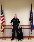  ?? PHOTO PROVIDED ?? Deputy Robert Whipple will officially retire his partner Canine Karma and will be teamed up with an almost-two-yearold German Shepard – Malinois, named J.D. who is named after Deputy Whipple’s father, John D. Whipple.