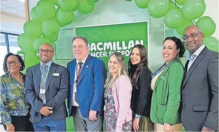  ?? ?? From left to right: Paulette Lewis MBE, Chair of Croydon BME Forum; Anton Morgan Thorne, Macmillan Cancer Support Engagement Manager; Jason Perry, Mayor of Croydon; Robyn Jenkins, Macmillan Cancer Support Partnershi­p Manager; Emma Hammett, Macmillan Cancer Support Engagement Lead; Saffron Shadbolt, Macmillan Cancer Support and Wellbeing Programme Manager; Andrew Brown, CEO of Croydon BME Forum.