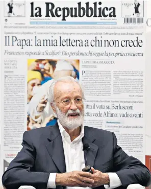  ?? ?? Scalfari was charming but profession­ally ruthless: once, when he was unhappy with an edition of his paper, he forced department heads to listen to a tape of the conductor Arturo Toscanini traumatisi­ng members of his orchestra