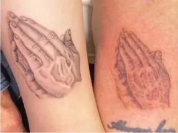  ?? ?? ABOVE: Abby Johnson and her grandmothe­r Sherry Thomas got matching tattoos just after Thomas turned 80.