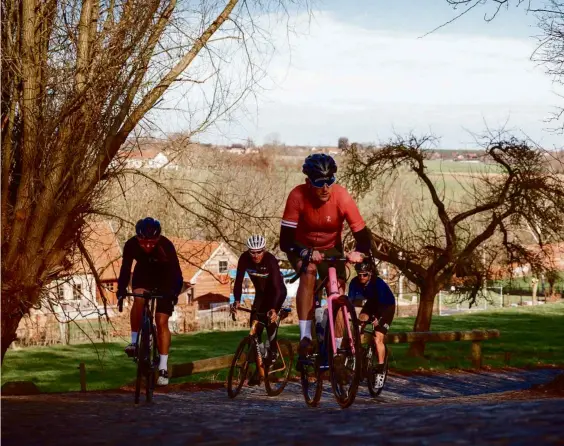  ??  ?? Above: A legend is born as the 21% cobbled slope of Berg ten Houte welcomes the Ronde for the first time this year. We can confirm: it’s a brute