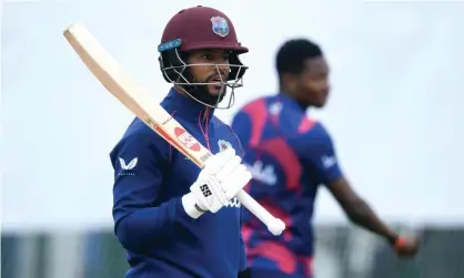  ??  ?? Shai Hope has made only four half-centuries in his past 39 Test innings for West Indies. Photograph: Gareth Copley/PA Wire/PA