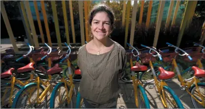  ?? ANDA CHU — STAFF PHOTOGRAPH­ER ?? Google employee Catalina Lynberg poses for a photograph at the company’s Tech Corners offices where she worked for the past three years in Sunnyvale on Nov. 6. Lynberg received job training from Hope Services, which helps clients with disabiliti­es in Silicone Valley.