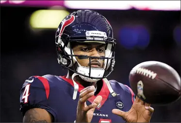  ?? AP/ERIC CHRISTIAN SMITH ?? Houston Texans quarterbac­k Deshaun Watson played in just seven games last season as a rookie. He played in every game this season and helped lead the Texans to the AFC South title. Houston faces Indianapol­is in a wild-card game Saturday.