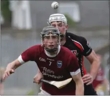  ??  ?? Patrick O’Connor (St. Martin’s) gets to the ball before Martin Og Storey (Oulart-The Ballagh) in the 2015 final.