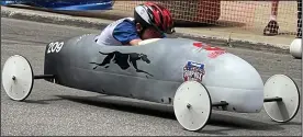  ?? ?? Colton Stevens cruises downhill during the annual soap box derby race held in Mansfield. (Photo by Chuck Ridenour)