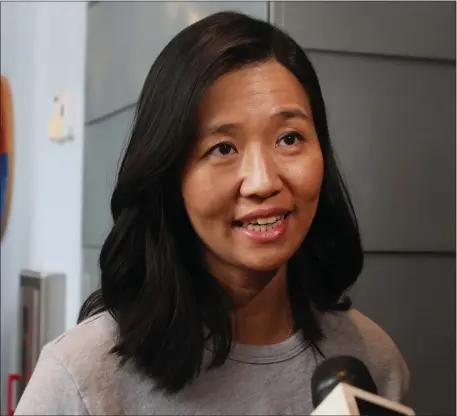  ?? NANCY LANE — BOSTON HERALD ?? Mayor Michelle Wu is pushing for an emergency law that would raise commercial tax rates for five years.