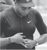  ?? DEAN PURCELL/NEW ZEALAND HERALD ?? Newly engaged to Reddit co-founder Alexis Ohanian, tennis star Serena Williams was recently spotted wearing her white-gold band on both her left and — shock horror — her right hand during training.