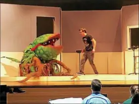  ?? SUBMITTED ?? Melvin Hilliard Jr. as Audrey II and Thomas Horen as Seymour Krelborn.