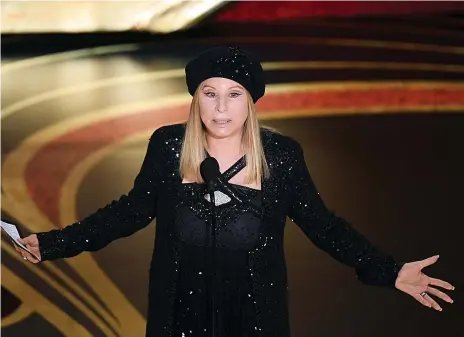  ?? (Kevin Winter/getty Images/tns) ?? Barbra Streisand speaks onstage during the 91st Annual Academy Awards at Dolby Theatre on Feb. 24, 2019, in Hollywood, Calif.