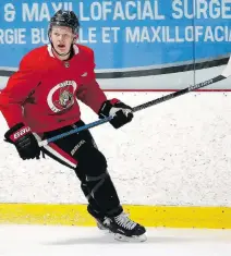 ?? TONY CALDWELL ?? The Senators are hoping Brady Tkachuk can play against the Chicago Blackhawks in the regular-season opener on Thursday night. No specifics were offered on Tkachuk’s injury situation.