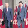  ?? ?? IN LOCKSTEP: The two leaders appear in Ottawa, Canada on Friday.