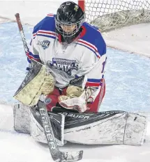  ?? JOURNAL PIONEER STAFF ?? Daniel Thompson recorded his first shutout as a Summerside Western Capital in the MHL (Maritime Junior Hockey League) on Sunday afternoon. Thompson stopped all 38 shots he faced in a 9-0 road win over the Edmundston Blizzard.