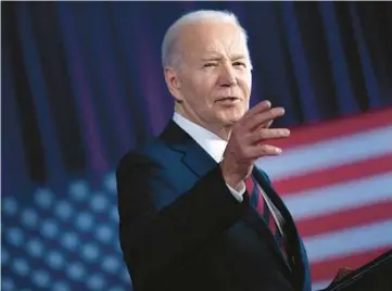  ?? BRENDAN SMIALOWSKI/GETTY ?? President Joe Biden speaks during a campaign event in Milwaukee on March 13.