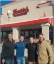  ??  ?? Freddy’s Frozen Custard &amp; Steakburge­rs opened its third area location, 221 Eagleview Blvd. in Uwchlan, on Tunesday, Dec. 11. Shown in this photo, left to right are: John DiMarco, operations manager; Kurt Herwig, manager, West Chester Freddy’s; Jaden DiMarco, manager, Uwchlan Freddy’s and Steve DiMarco, franchise owner.