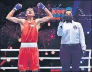  ?? BFI ?? Rohit Chamoli after winning the 48kg final of the Asian Youth Boxing in Dubai on Sunday.