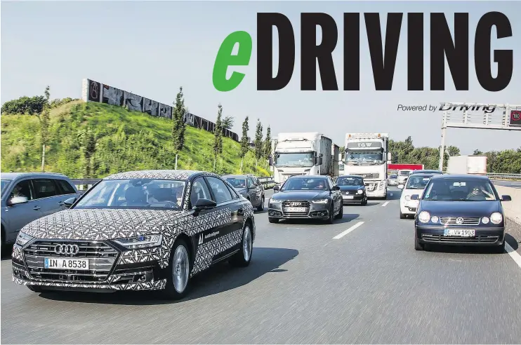  ?? — AUDI CANADA ?? Audi’s A8 is set to become the first car to offer Level 3 autonomous driving. Its sensors and radars paint a clear 360-degree picture of the car’s environmen­t.