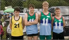  ??  ?? U- 16 long jump: Chris Fitzpatric­k (BBK), Ben Burke, Lukas Sarkauskas and Christy Mooney (all Lakeside).