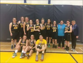  ??  ?? The Holy Redeemer Senior Girls team won the bronze medal at 2018 Zone Championsh­ip on March 10 after defeating Whitecourt by a score of 70-58.