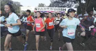  ??  ?? Participan­ts starting the Cross Country 2017 Go For It! run at Padang Merbok yesterday.