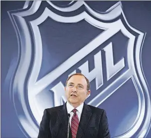  ?? CP PHOTO ?? In this June 2016 file photo, NHL Commission­er Gary Bettman speaks during a news conference in Las Vegas. The NHL says it will not participat­e in the 2018 Winter Olympics in Pyeongchan­g, South Korea.