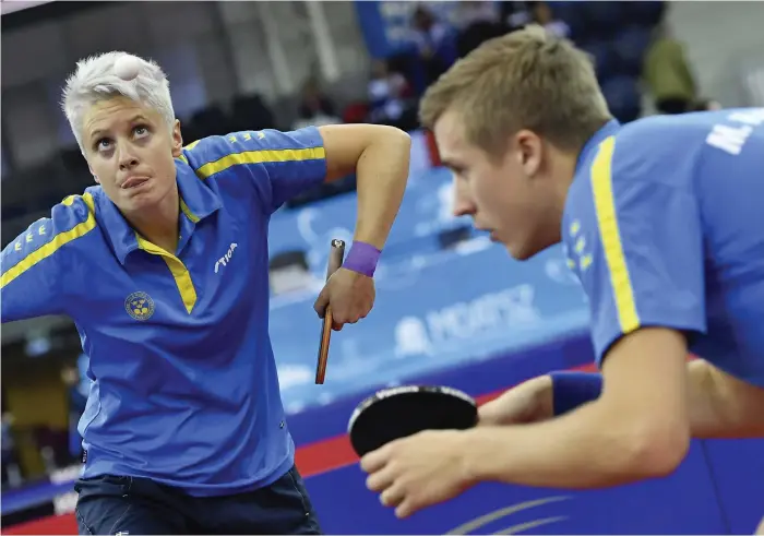  ?? Bild: TIBOR ILLYES ?? VINNANDE TEAM. Matilda Ekholm och Mattias Falck under Em-finalen 2016, som ledde till silverplat­s. I år vill de gå hela vägen.