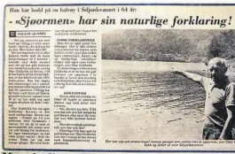  ??  ?? VARDEN: Olav Gullbekk meinte at bever er forklaring­a på sjøormen i dette Varden-oppslaget frå sommaren 1977.