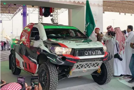  ?? Photo/Supplied ?? Yazeed Al-Rajhi at the start of the Rally Qassim 2019 on Thursday. Al-Rajhi leads the event after the super special stage.