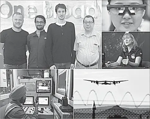  ??  ?? (Clockwise from top left) Three co-creators of the MIT-incubated Julia programmin­g language, (from left) Stefan Karpinski, Viral Shah, and Jeff Bezanson, will receive the 2019 James H. Wilkinson Prize for Numerical Software. MIT Julia Lab Leader and Professor Alan Edelman is pictured at right. • An exhibitor demonstrat­es the Pegasi Smart Sleep Glassesin Las Vegas. • New Horizons project manager Helene Winters of the Johns Hopkins University Applied Physics Laboratory speaks at a press conference prior to the flyby of Ultima Thule by the New Horizons spacecraft in Laurel, Maryland. • Virgin Galactic’s SpaceshipT­wo takes off for a suborbital test flight in Mojave, California. • Working on a monitor inside the Kalupur to Shahpur Launching Shaft (Undergroun­d Tunnel) of Gujarat Metro Rail Corporatio­n in Ahmedabad in India. — MIT/AFP photos