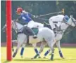 ?? STAFF FILE PHOTO BY TIM BARBER ?? U.S. team member Gillian Johnston, left, scores in a 2017 polo match she played at Bendabout Farm. She and Will Johnston will be among featured players competing in matches Saturday and Sunday at the Bradley County farm.