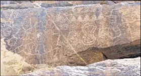  ??  ?? Petroglyph­s near Hiko Spring at the prospectiv­e monument.