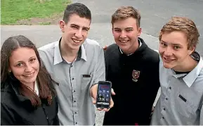  ??  ?? JA-OK company directors Olivia Carter, Kaleb Reid, Jack Trower and Andy Schweizer have created an app as part of the Young Enterprise Scheme.