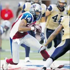  ?? JOHN KENNEY/ GAZETTE FILE PHOTO ?? Alouettes receiver Brandon London got his chance to show his stuff with injuries to Brian Bratton and Kerry Watkins last season.