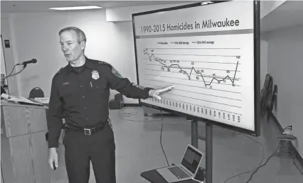  ?? MIKE DE SISTI / MILWAUKEE JOURNAL SENTINEL ?? Former Police Chief Edward Flynn in 2016 dismissed allegation­s of racially biased policing within the department, saying he used data to drive his decisions.